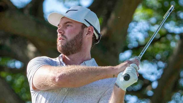 Grayson Murray hits his tee shot on the second hole during the final round of the 2024 Sony Open in Hawaii at Waialae Country Club.